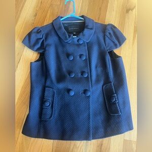 Banana Republic Size 12 short sleeved Navy tweed puff sleeve Jacket